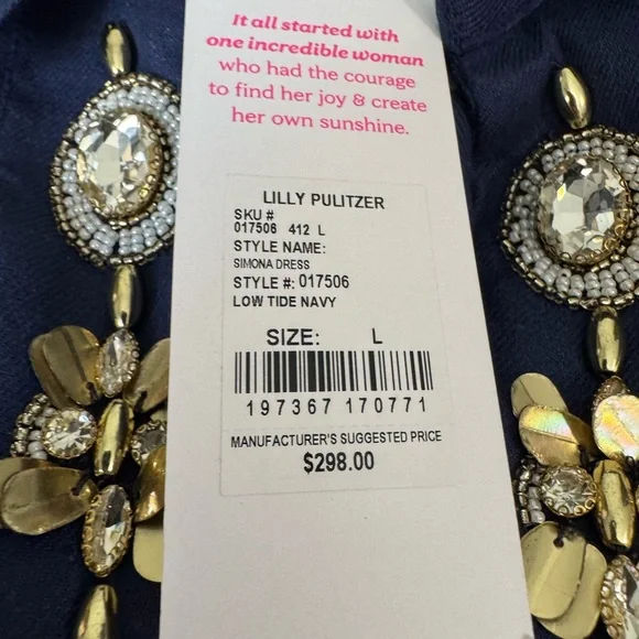 LILLY PULITZER SIMONA DRESS - LOW TIDE NAVY Large NWT - Picture 5 of 9
